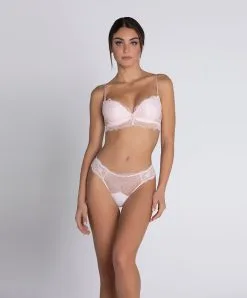 Tanga Sexy Ligne Sublime En Dentelle De La Marque De Lingerie Française Lise Charmel, Coloris Rose Sublime. -SOUTIEN-GORGE Soldes Boutique String Lise Charmel Sublime en dentelle rose poudre rose sublime ACH0013 OS 4