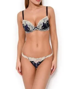 String Splendeur Soie De La Marque Lise Charmel -SOUTIEN-GORGE Soldes Boutique String sexy Lise Charmel Splendeur Soie Bleu marine ACC0580 SM ensemble