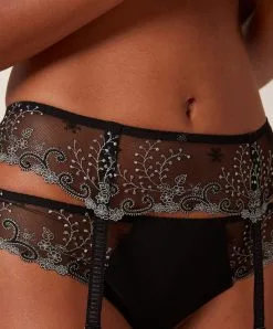 Simone Perele String Sexy Simone Pérèle De La Collection De Lingerie Permanente Délice Coloris Moonlight. -SOUTIEN-GORGE Soldes Boutique String sexy Simone Perele Delice noir moonlight 12X700 017 10