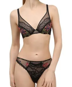 String Sexy (forme Tanga !) Collection Fleurs De Nuit Coloris Nuit Summer (=noir Et Multicolore) Par Lise Charmel. -SOUTIEN-GORGE Soldes Boutique String tanga Lise Charmel Fleurs de nuit noir et multicolore nuit summer ACG0073 NS 3