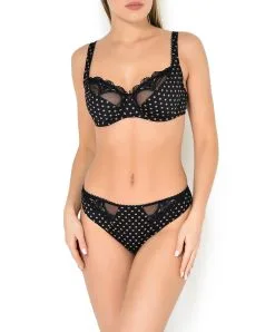 ANTINÉA DE LISE CHARMEL Tanga Sexy Collection Pois Glamour Par Antinéa De Lise Charmel. -SOUTIEN-GORGE Soldes Boutique Tanga Antinea de Lise Charmel Pois Glamour noir camel CCC0036 NC ensemble