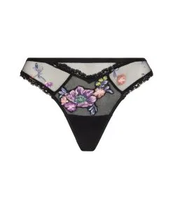 Tanga Lise Charmel Collection Flora Aura, Coloris Aura Pastel (broderie Multicolore Pastel Sur Fond Noir). -SOUTIEN-GORGE Soldes Boutique Tanga Lise Charmel Flora Aura pastel noir et multicolore ACH0019 AP 10