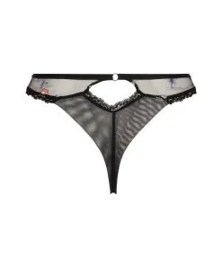 Tanga Lise Charmel Collection Flora Aura, Coloris Aura Pastel (broderie Multicolore Pastel Sur Fond Noir). -SOUTIEN-GORGE Soldes Boutique Tanga Lise Charmel Flora Aura pastel noir et multicolore ACH0019 AP 11