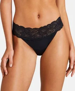 Tanga Collection Lingerie Quotidienne Sweetessence Coloris Noir De Chez Aubade Paris.
