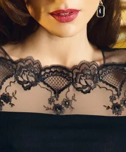 Top Manches Longues Laine Et Soie Ligne Sublime En Dentelle De La Marque De Lingerie Française Lise Charmel.  -SOUTIEN-GORGE Soldes Boutique Top bien etre laine et soie Lise Charmel Sublime en dentelle noir ANH2113 NO 3