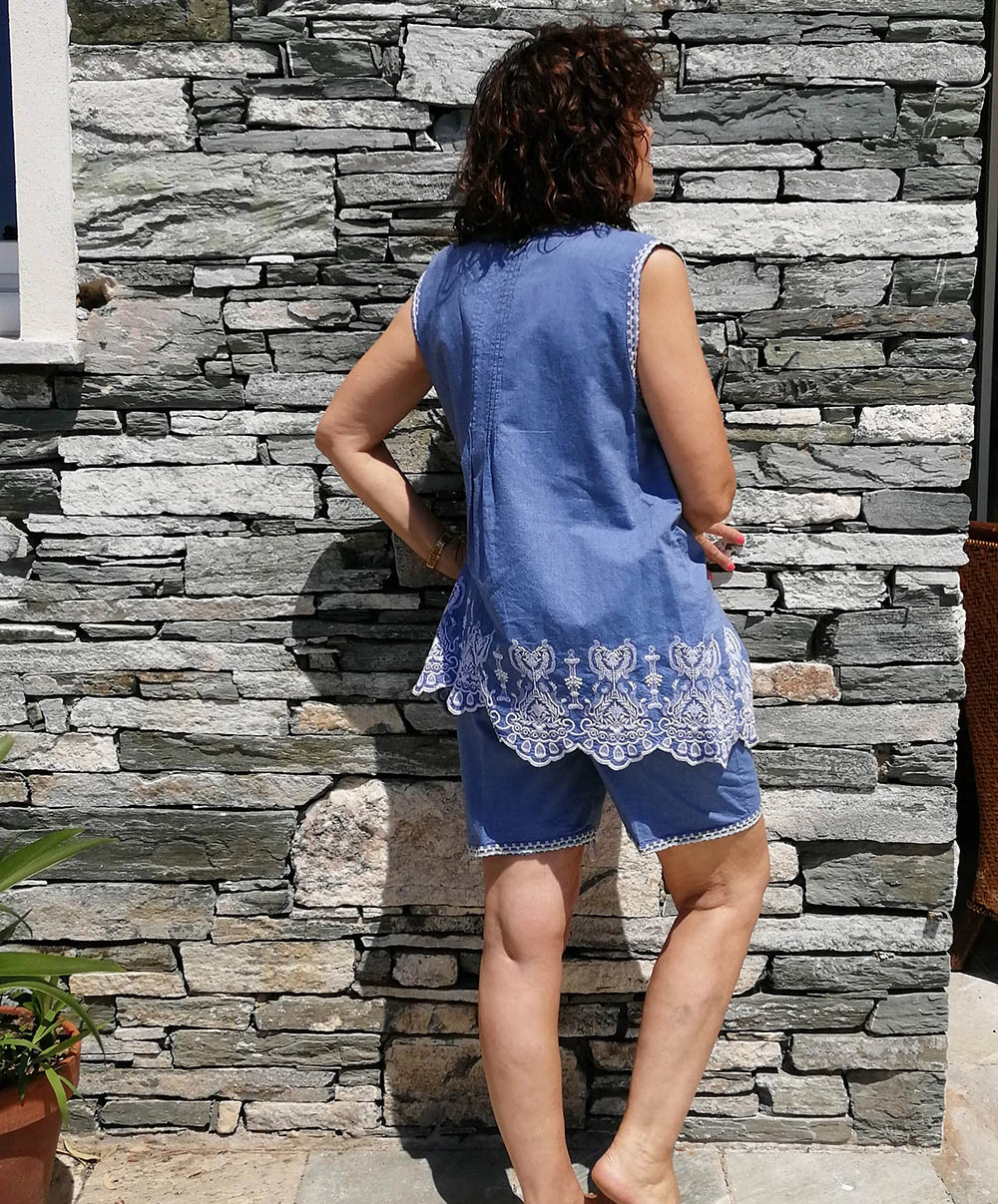 Pyjama Short Canat Chambray25 De La Collection Lingerie De Nuit. 4 Pyjama Short Canat Chambray25 De La Collection Lingerie De Nuit. – Image 2