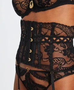 Porte-jarretelles En Dentelle Leavers De La Ligne Ultra Luxe Precious Tale Signé Aubade Paris. -SOUTIEN-GORGE Soldes Boutique serre taille precious tale Aubade noir RE52 NOMY 1