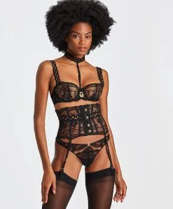 Porte-jarretelles En Dentelle Leavers De La Ligne Ultra Luxe Precious Tale Signé Aubade Paris. -SOUTIEN-GORGE Soldes Boutique serre taille precious tale Aubade noir RE52 NOMY 2