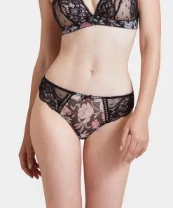 Slip Italien En Promotion De La Collection Aubade Magic Garden. -SOUTIEN-GORGE Soldes Boutique slip italien magic garden Aubade noir IA27 PIVN 1