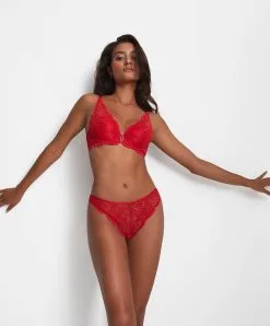 Tanga Aubade De La Collection Lingerie Flowermania. -SOUTIEN-GORGE Soldes Boutique tanga flowermania Aubade rouge LA26 ROFL 2